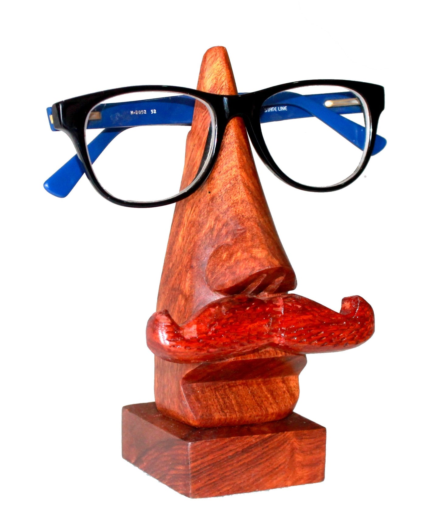 StonKraft Rosewood Handmade Wooden Nose Shaped Spectacle Holder Specs Stand for Office Desktop/Tabletop