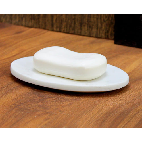 KLEO White & Black Marble Stone Soap Dish Soap Holder Bath Accessories Bathroom Accessories (Oval)