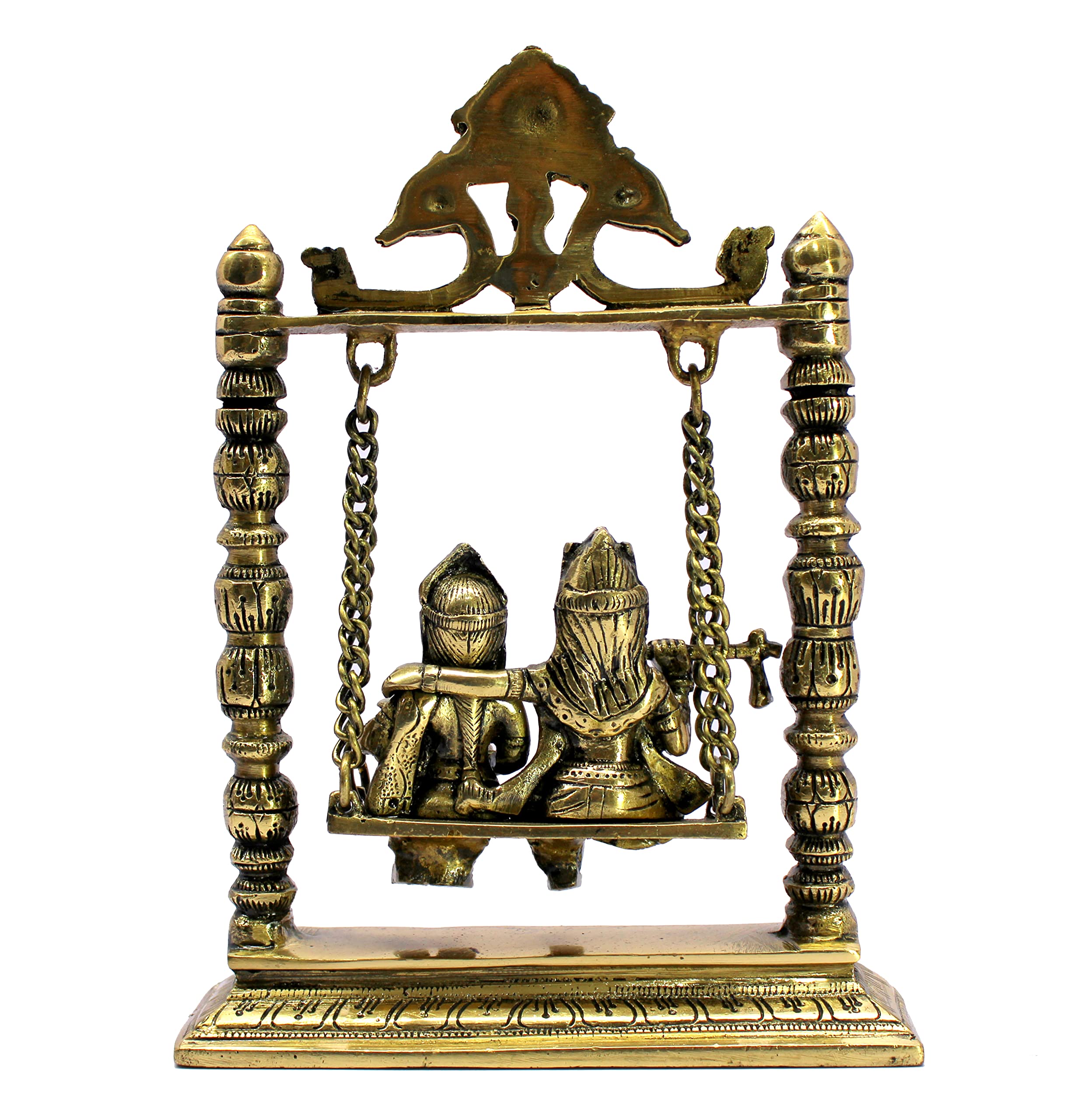 ESPLANADE Brass Radha Krishna on Jhula Swing - Home Decor Items - Golden - 10" Inches
