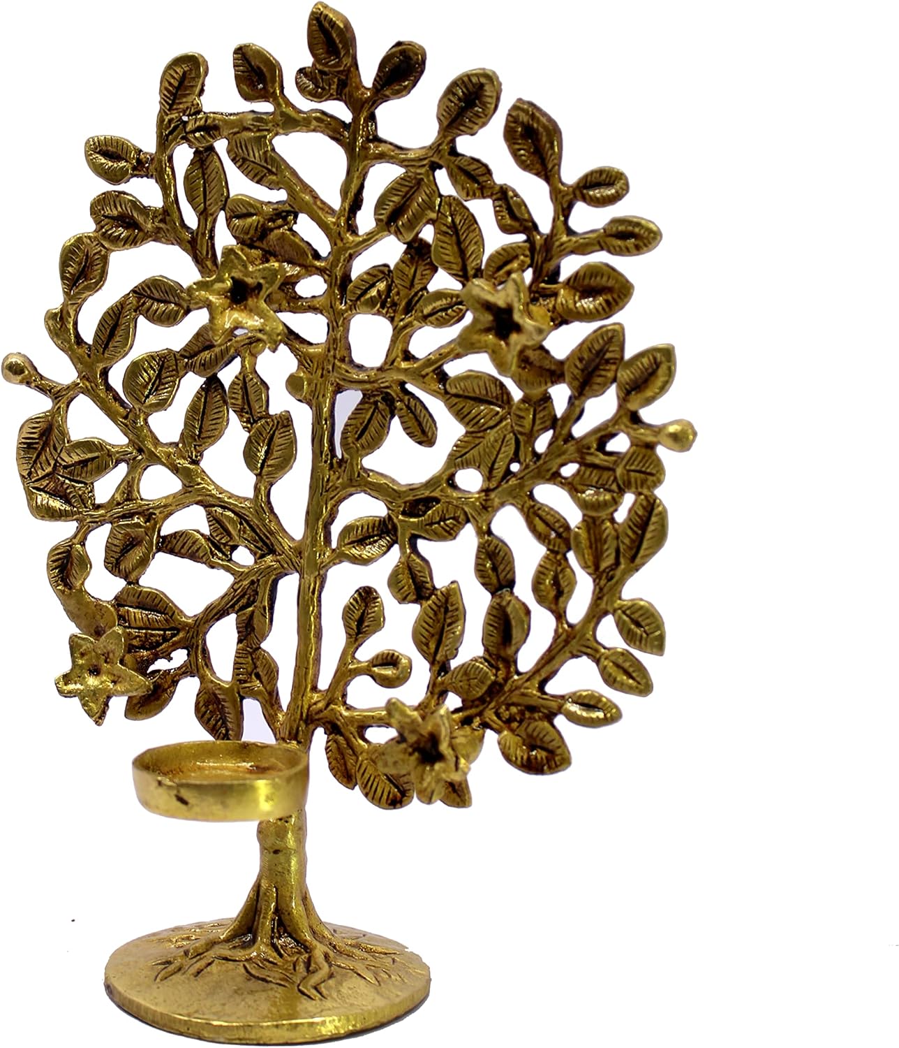 ESPLANADE Brass Tree of Life Diya Sculpture Decorative Show Piece - Home Office Decor - Spiritual Items | Golden - 8.5" Inches