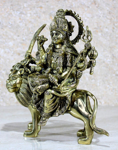 eSplanade Brass Maa Durga/MATA Rani Idol, Statue, moorti, murti for Home Mandir and Home Decor (8.5 Inches)