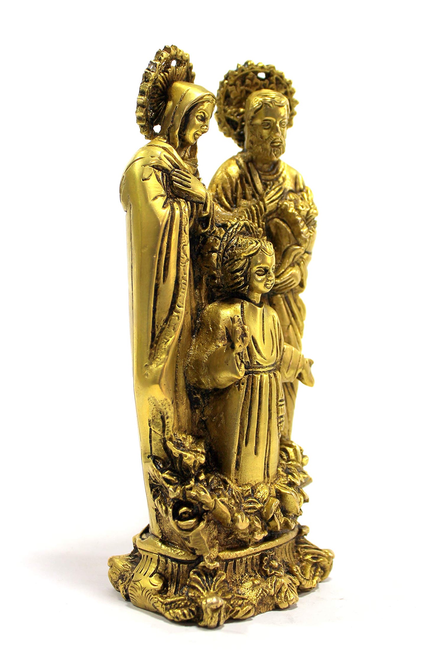 StonKraft Brass Holy Family of Mother Mary, Joseph, Jesus Christ Idol Statue Sculpture - (7.5" Inches Height)