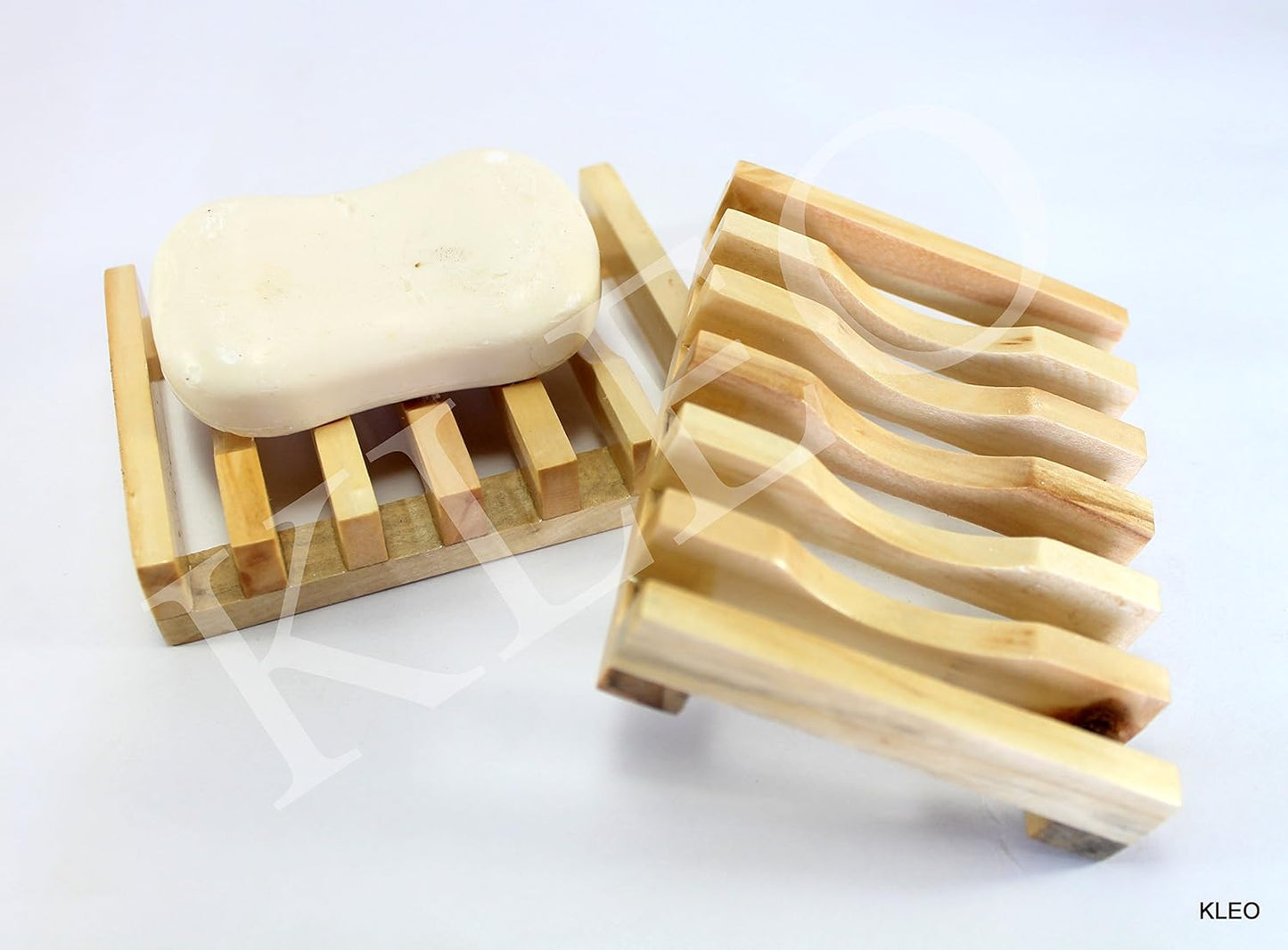 KLEO - Natural Wooden Soap Holder Soap Dish (Set of 2)