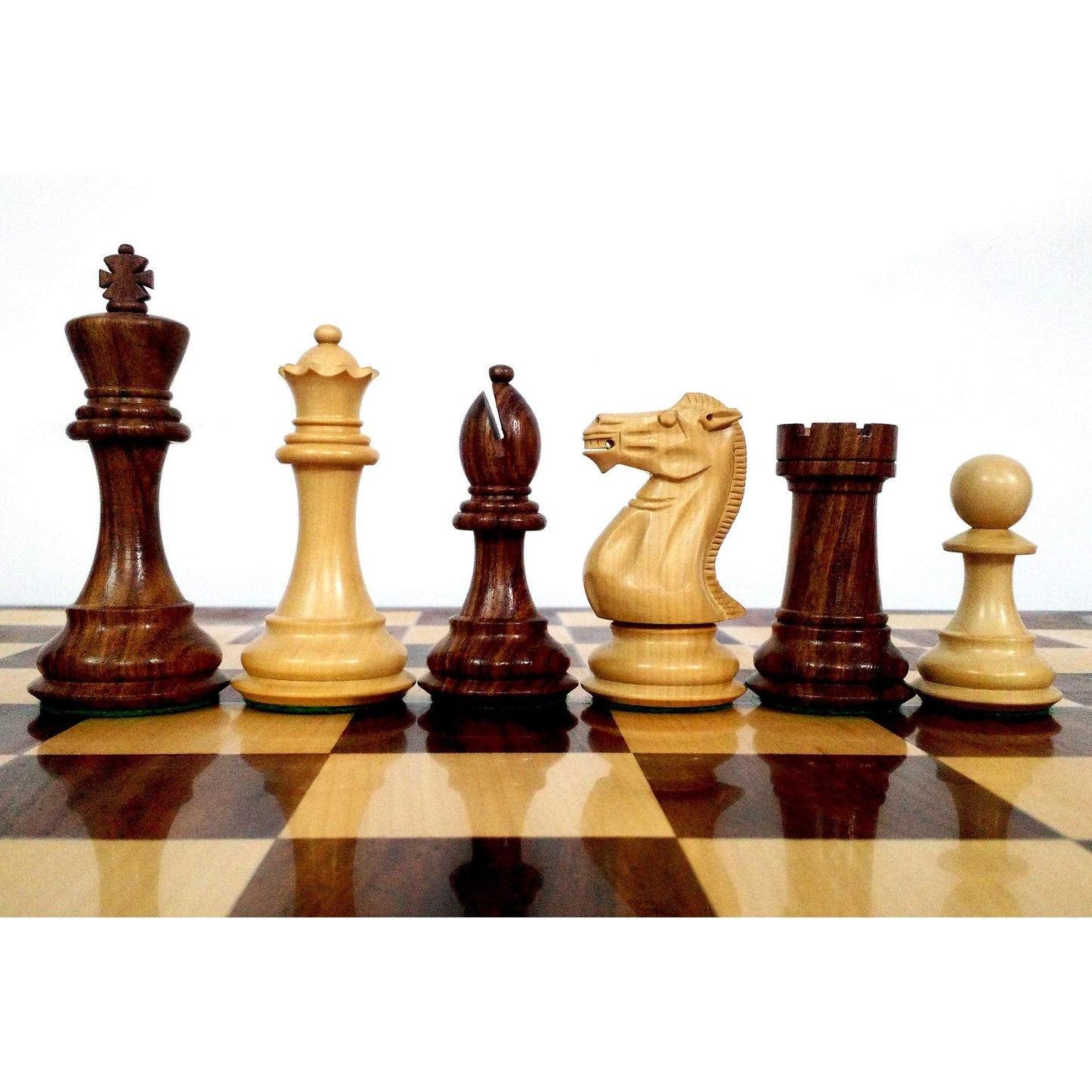 Royal Chess Mall Professional Staunton Chess Pieces Only Chess Set, Sheesham and Boxwood Wooden Chess Set, 4.1-in King, Tournament Chess Set, Weighted Chess Pieces (3.4 lbs)