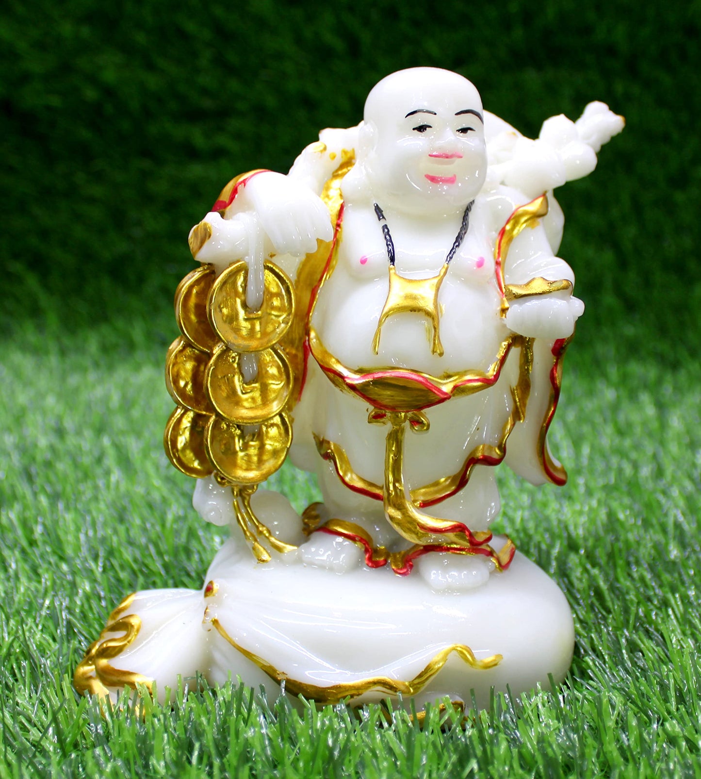 eSplanade Laughing Buddha Statue for Money, Wealth & Good Luck | Resin Home Decor Item for Living Room, Office Table Desk, Shelf | Feng Shui Showpiece, Idol & Figurine | House Warming Gift, 6.5"