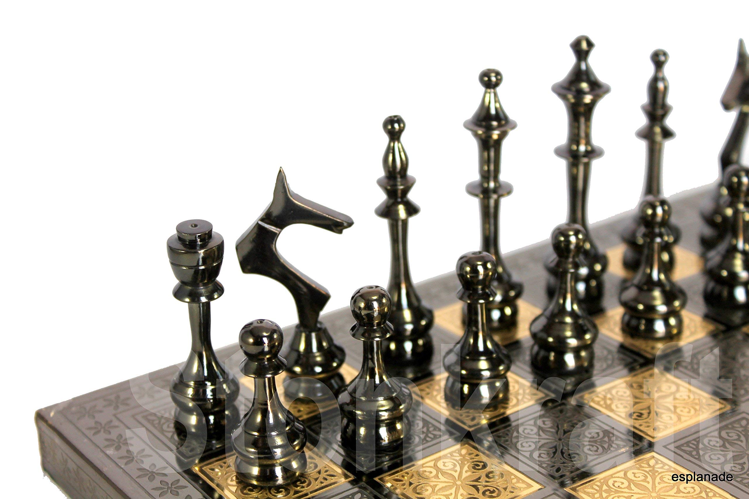 StonKraft Brass Wooden Chess Pieces Pawns Chessmen Figure Figurine Pieces Coins