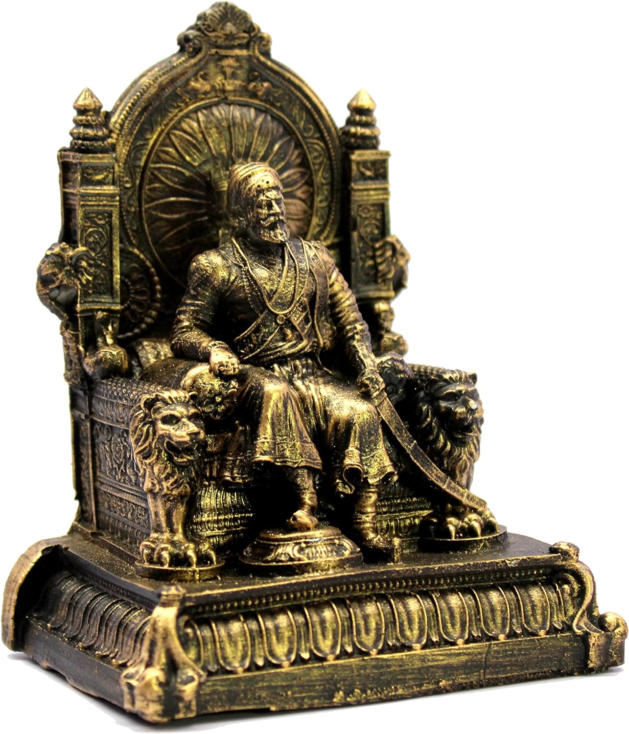 eSplanade Resin Chhatrapati Shivaji Maharaj Statue Idol Sculpture Showpiece Figurine Murti - Golden - 5" Inches