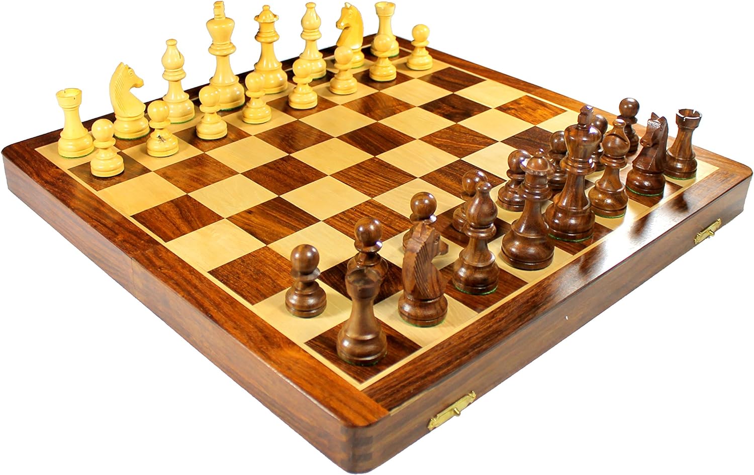 StonKraft Collectible Wooden Folding Chess Game Board Set+Wooden Crafted Pieces with Extra Queen