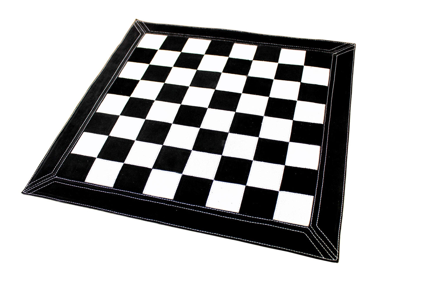 Stonkraft - 19" x 19" - Genuine Suede Leather Chess Board - Black | Roll-up Chess | Tournament Chess