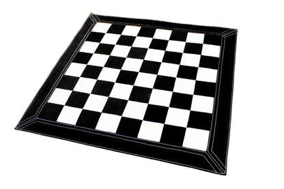 Stonkraft - 19" x 19" - Genuine Suede Leather Chess Board - Black | Roll-up Chess | Tournament Chess