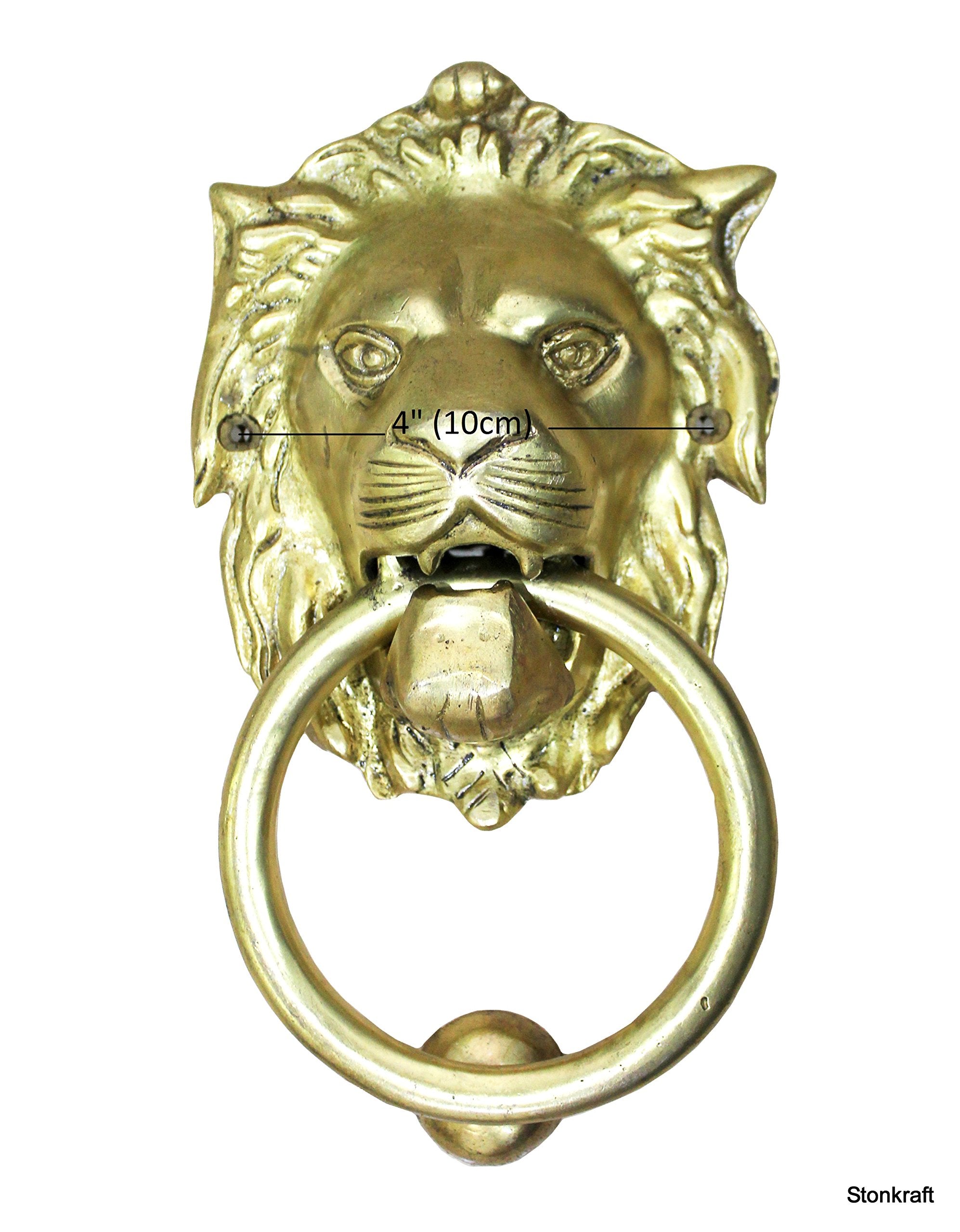 StonKraft Brass Lion Door Knocker Knockers Gate Knocker Door Accessories (Lion 5" & 6")