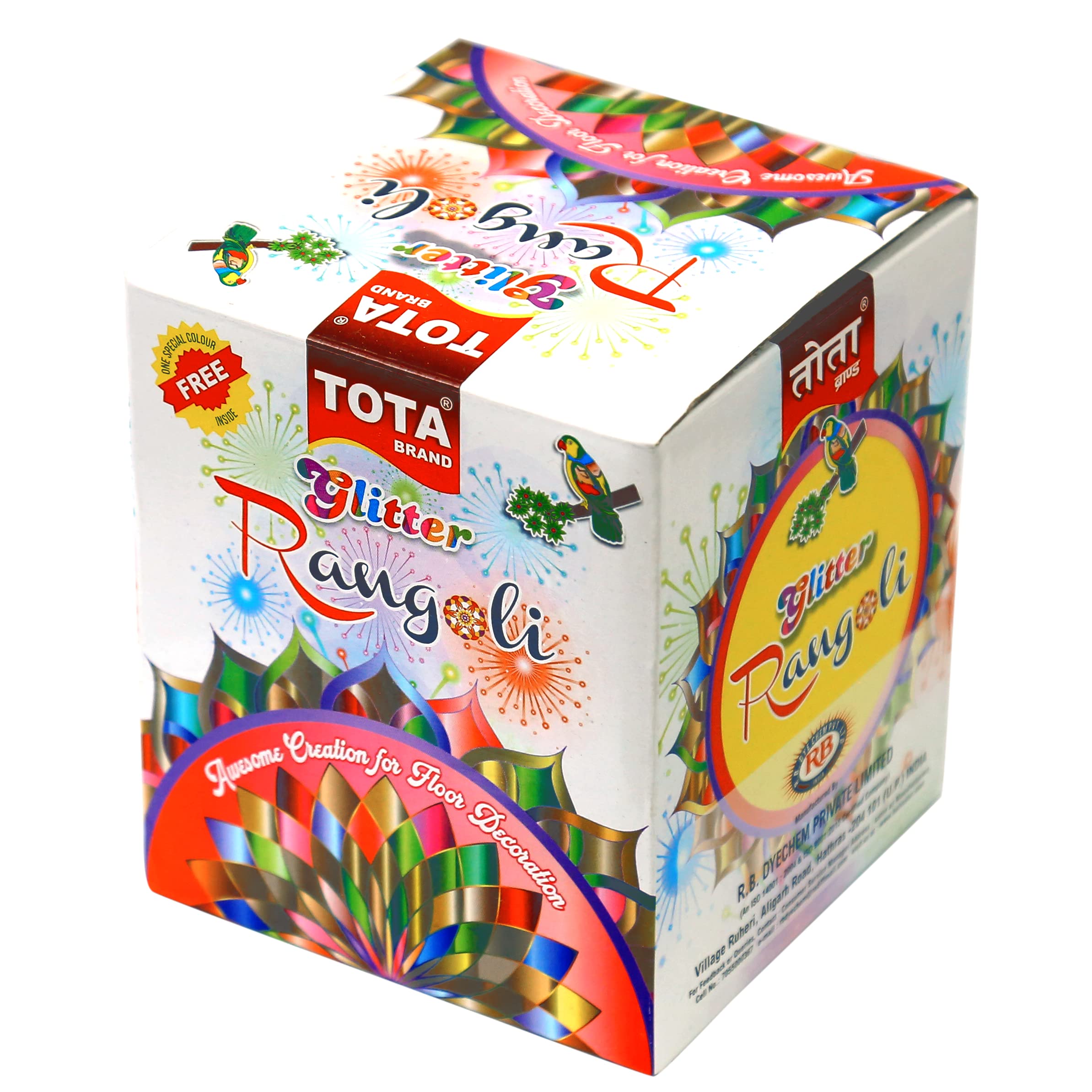 TOTA Rangoli Colour Powder Bottles for Floor, Home Decor, Diwali decoration, Pooja, Art and Craft . Set of 8 & 10 Different Glitter Rangoli Colors in Squeeze Bottle with 1 Free Special Black Colour