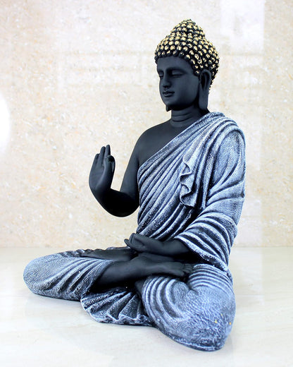 eSplanade Resin Meditating Buddha Showpiece | Home Decor | Idol Statue Figurine Murti | Tibetan Buddhist Statue - 14" Inches Height - Big Size