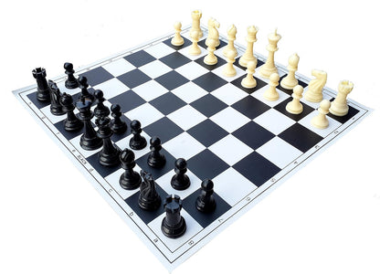 StonKraft 18.2'' x 18.2'' Tournament Roll Up Vinyl Chess with Pieces - Ideal for Professional Players