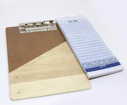 IVEI Wooden Clip pad for Your Desk - memo pad with 50 Sheets Included - a5 Size