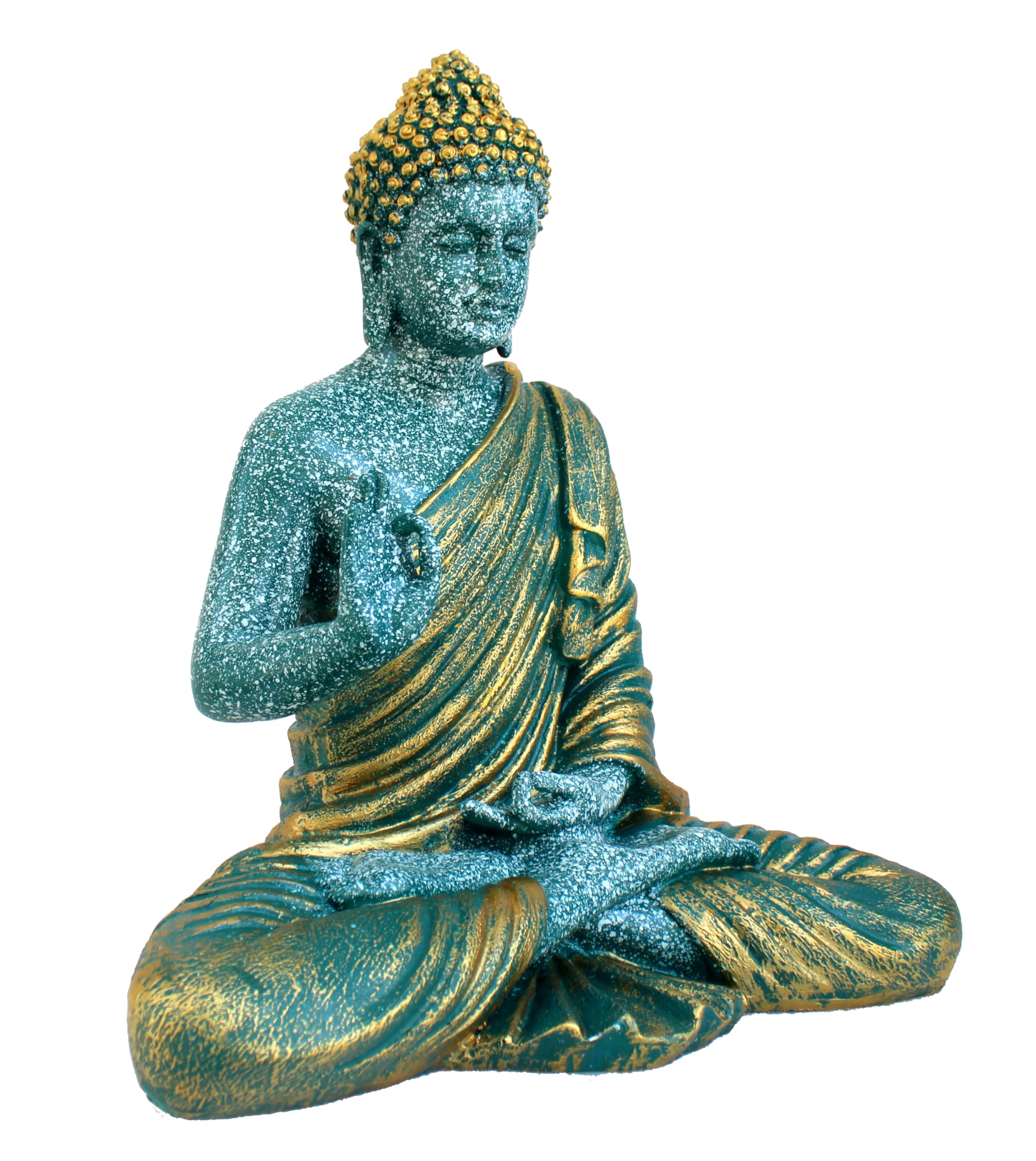 ESPLANADE Resin Meditating Buddha Showpiece | Home Decor | Idol Statue Figurine Murti | Tibetan Buddhist Statue - 14.5 Inches Height