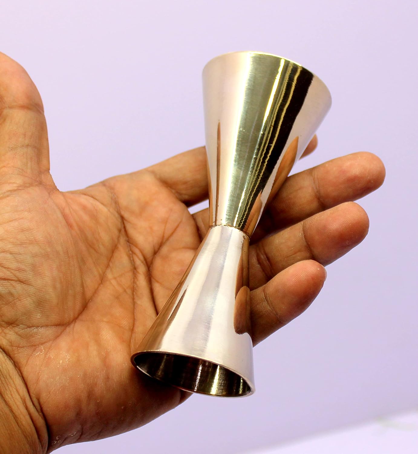 eSplanade Brass Liquor Peg Measuring Glass Jigger Bar Tool - Double Sided - 30 and 60 ml - Silver & Golden Engraved (Double Sided)