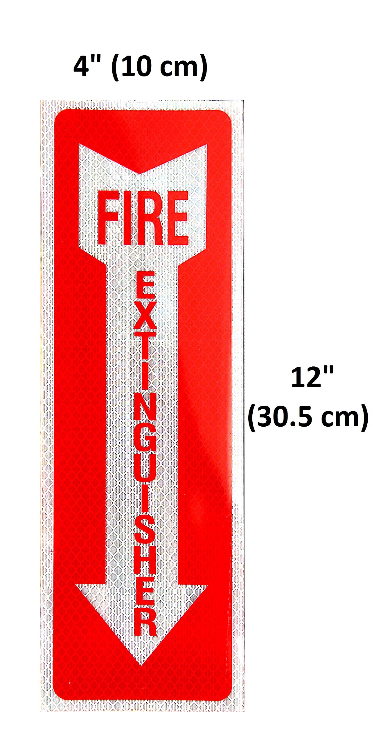 eSplanade Fire Extinguisher Self Glowing Retro Reflective Sign Sticker Decal - Easy to Mount Weather Resistant Long Lasting Ink (Size 4" x 12")