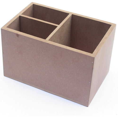 IVEI DIY MDF Multipurpose Organiser Caddy Box Craft Supplies- Plain MDF Wood Blank 3 partition Box for Painting, Wooden Sheet Craft, Decoupage, Resin Art Work & Decoration