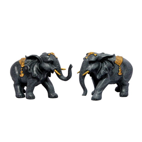 eSplanade Resin Elephant Pair Sculpture or Showpiece Feng Shui Vastu Brings Goodluck Home Decor (1620)