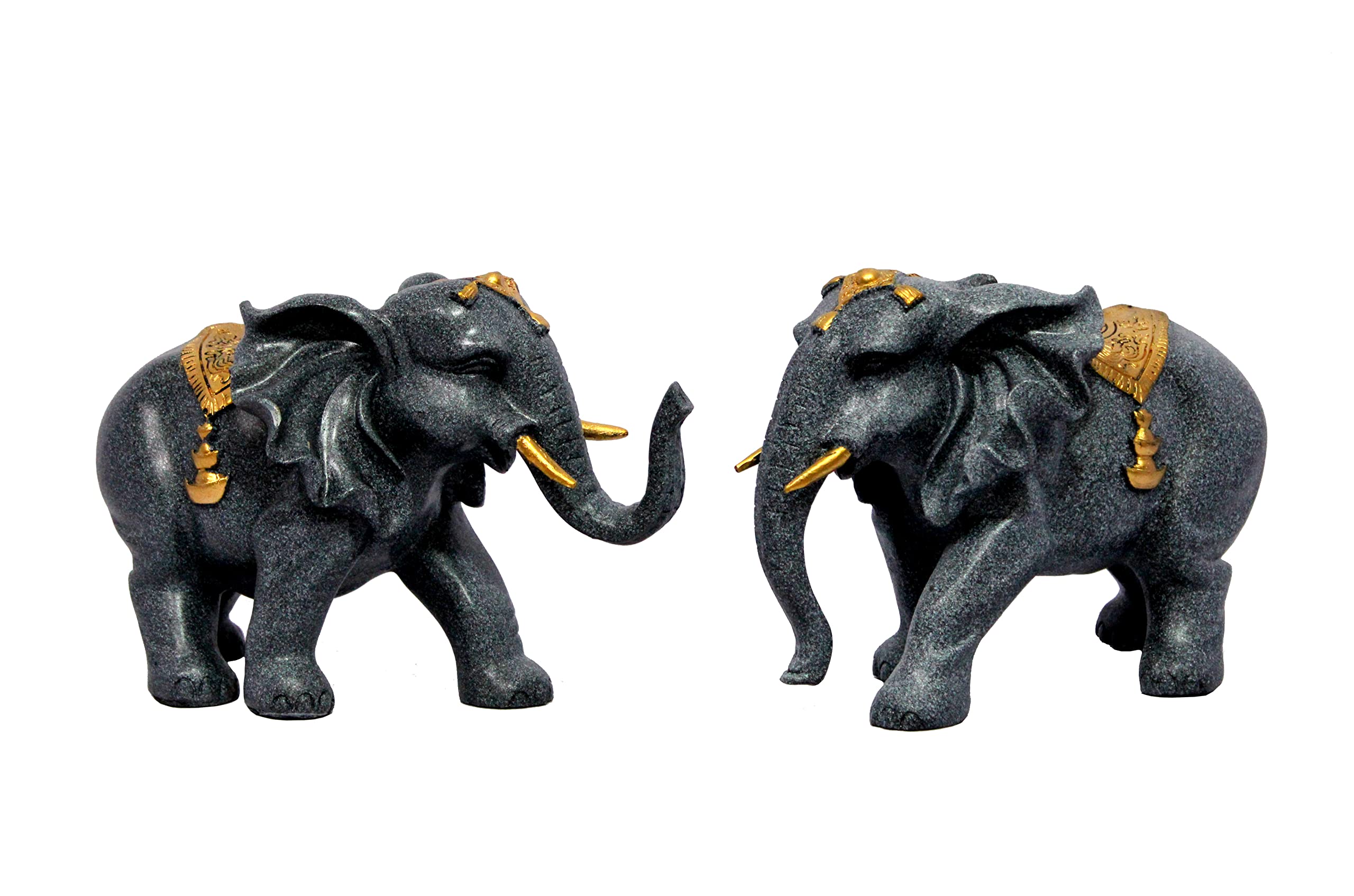 eSplanade Resin Elephant Pair Sculpture or Showpiece Feng Shui Vastu Brings Goodluck Home Decor (1620)
