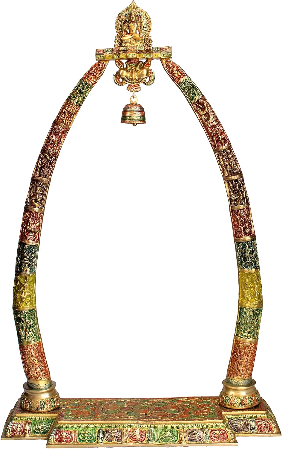 eSplanade Brass Krishna Murti Idol Statue Sculpture (Very Big Size - 46" inches Height) | Krishna Idol with Arch Stand Singhasan | Pooja Idols | Home Decor