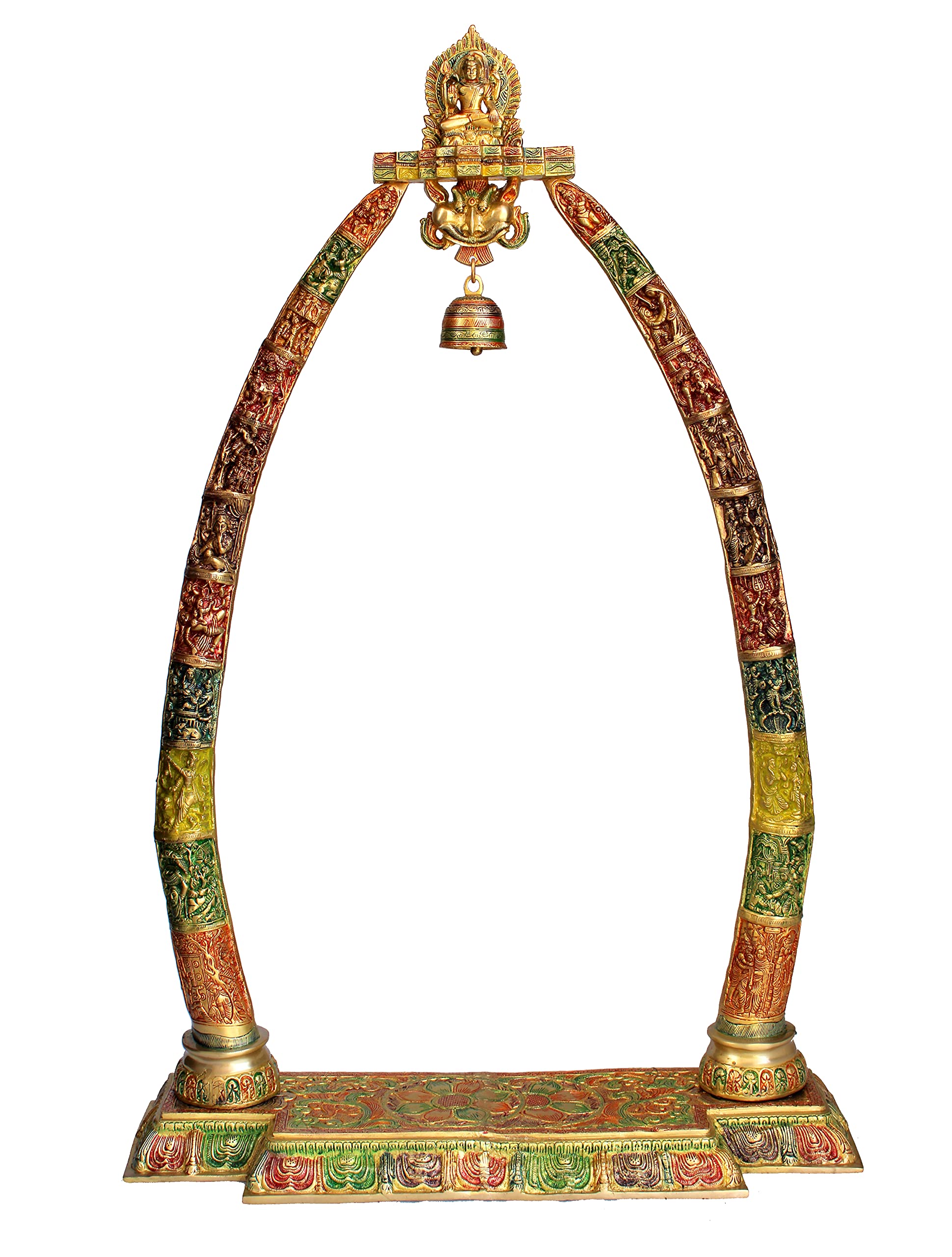 ESPLANADE - Brass 3 Domed Temple Mandir for Home - Puja Items - Home Decor - Golden
