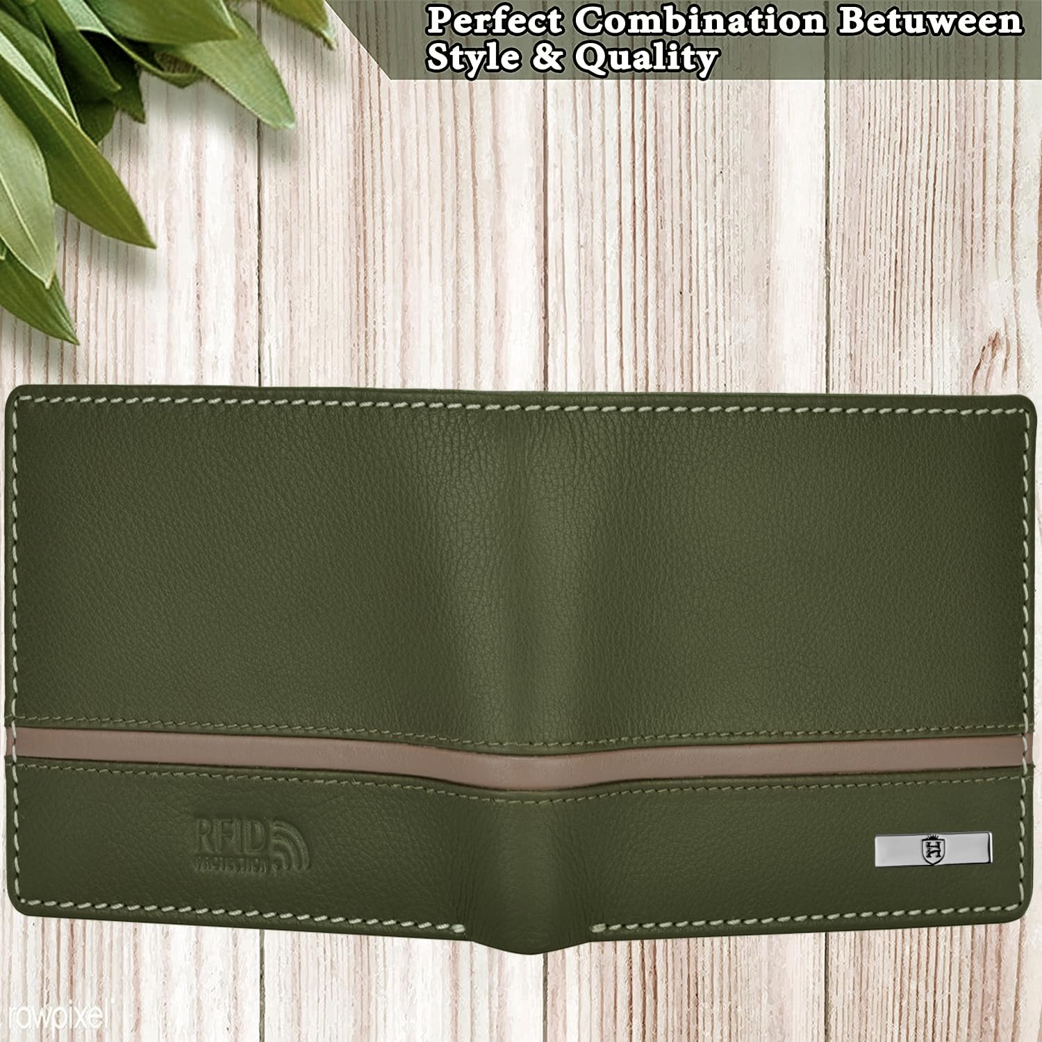 HORNBULL Denial Olive Leather Wallet for Men | Wallets Men with RFID Blocking | Mens Wallet Leather