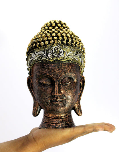 eSplanade Buddha Head Statue for Home Decor | Resin Buddha Face Showpiece for Living Room, Meditation, Office Table Desk, Shelf | Tibetan Buddhist Idol | Zen or Yoga Figurine Gifts | Blue, 12 Inch