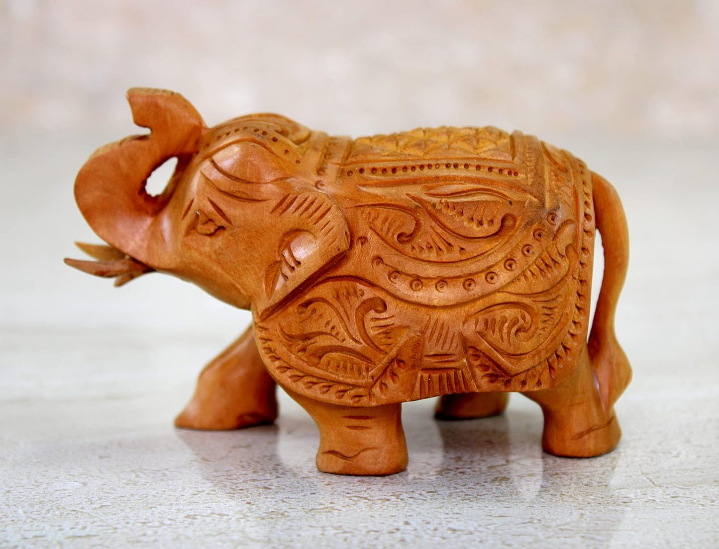 eSplanade Wooden Elephant Sculpture or Showpiece Feng Shui Vastu brings Goodluck Home Decor - 2.5" Inches Height