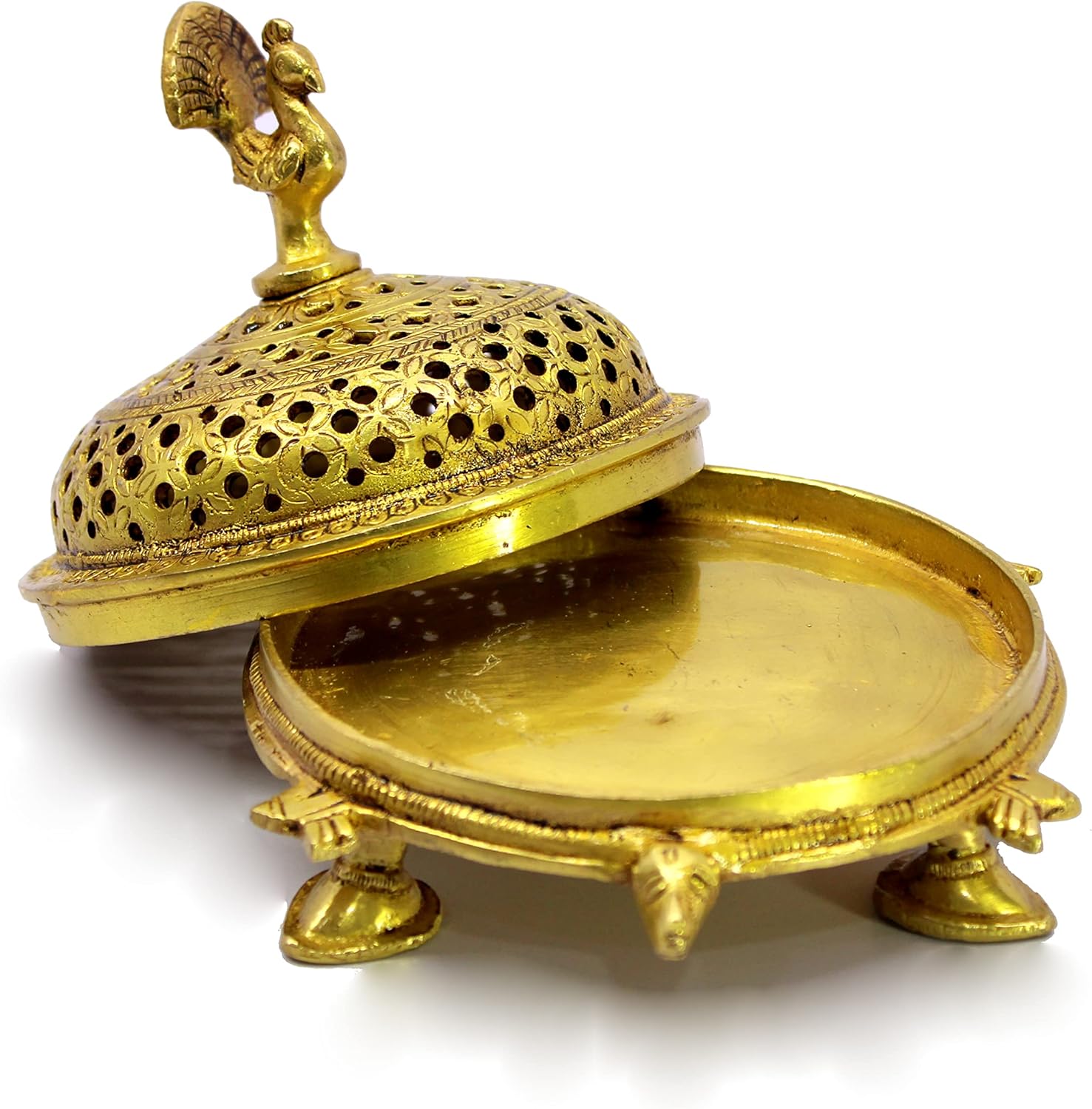 ESPLANADE Brass Dhoopdani Incense Holder - Home Decor | Golden - 6.5" Inches Length