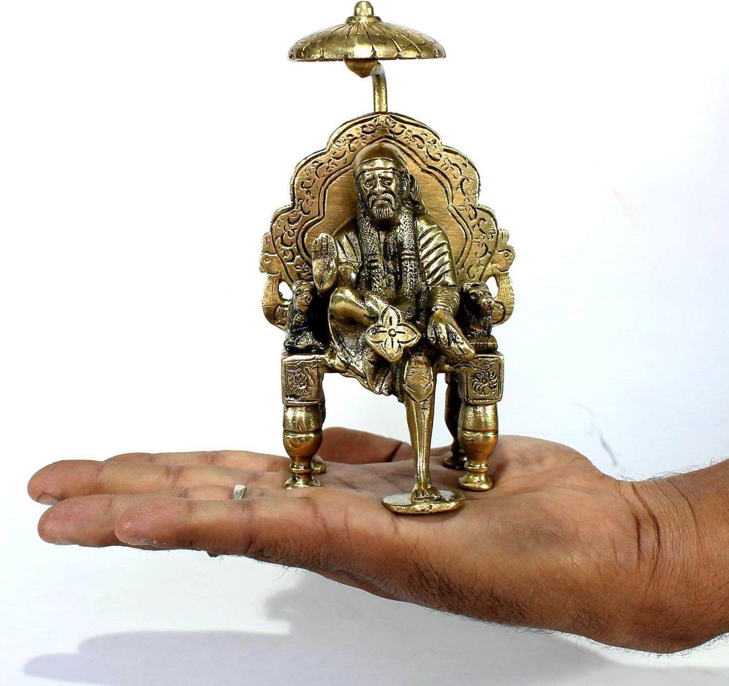 eSplanade - 6" Premium Brass Statue/Idol Shirdi Sai Baba with Chair and Chatra Showpiece/Decorative Brass Item/Home DŽcor/Office Decorative Items.