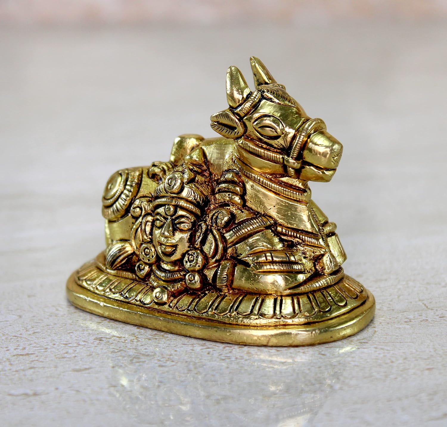 eSplanade Brass Shiva Parvati Pariwar - Shiva Family | Shiva Bholenath Shankar Parvati Ganesh Ganesha Nandi Family Murti Idol Statue Sculpture - Small Size - 2.25" inches