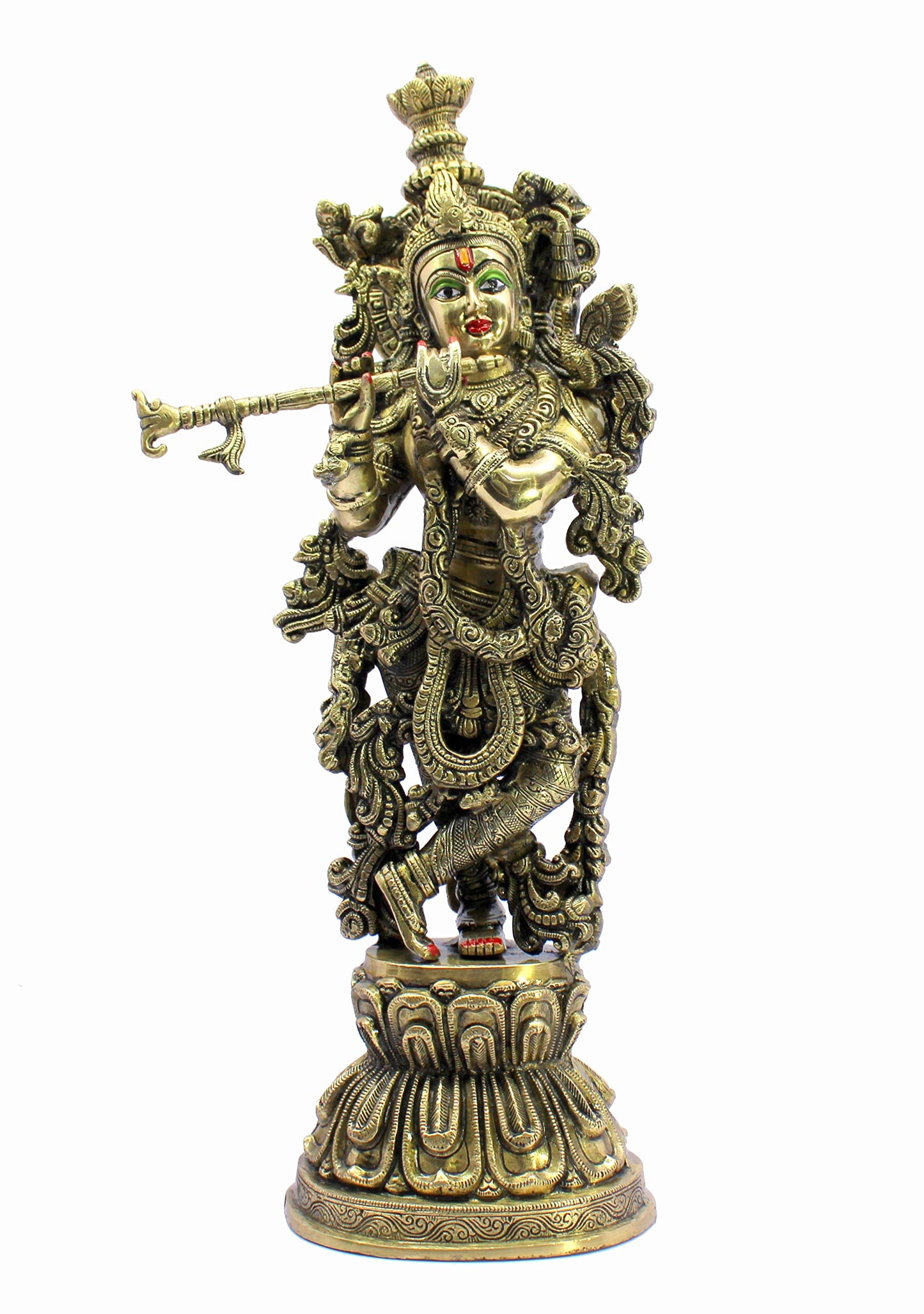 eSplanade Brass Radha Krishna Radhe Krishan Murti Idol Statue Sculpture - Multicolour - 21" Inches (Big Size)