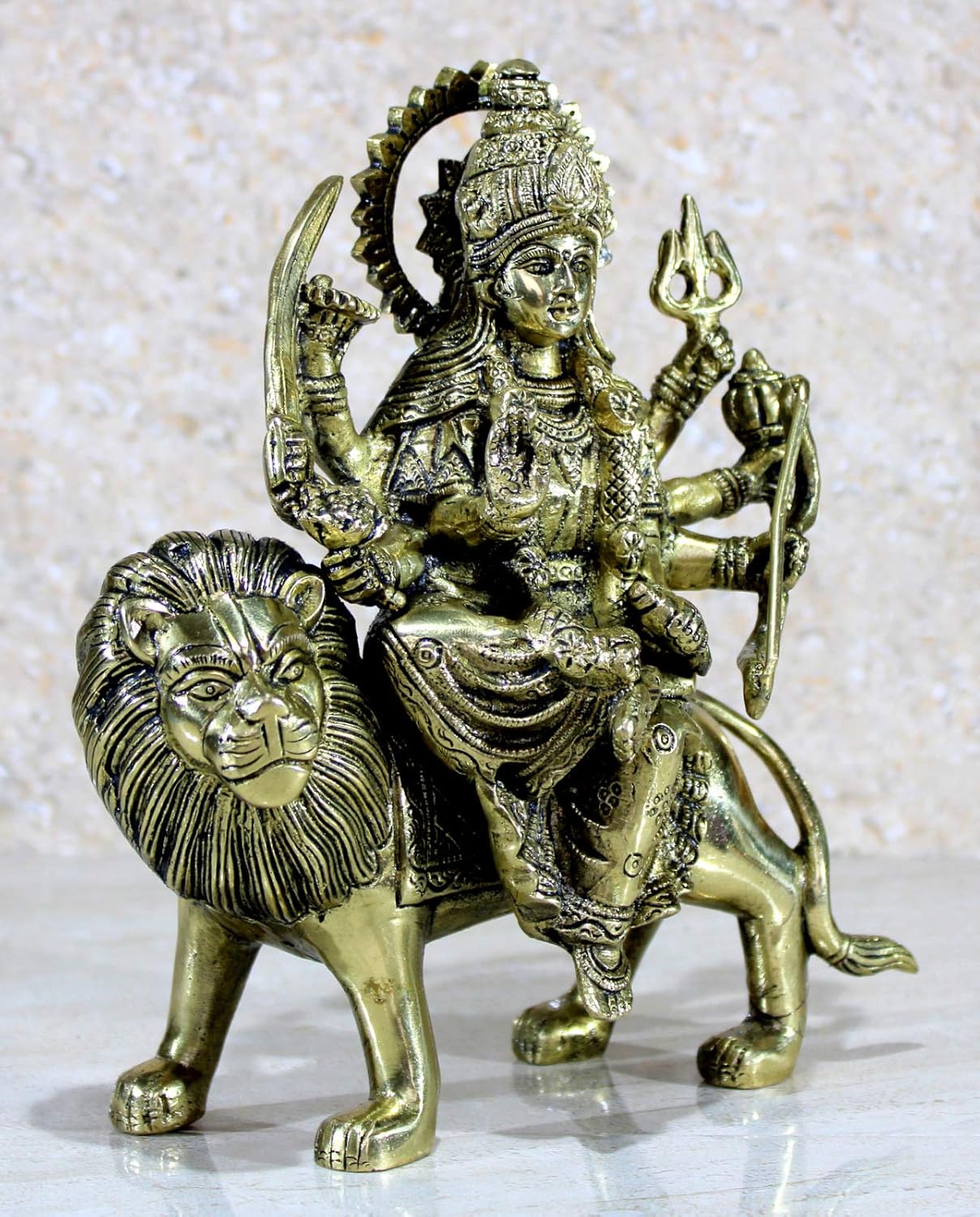 eSplanade Brass Maa Durga/MATA Rani Idol, Statue, moorti, murti for Home Mandir and Home Decor (8.5 Inches)