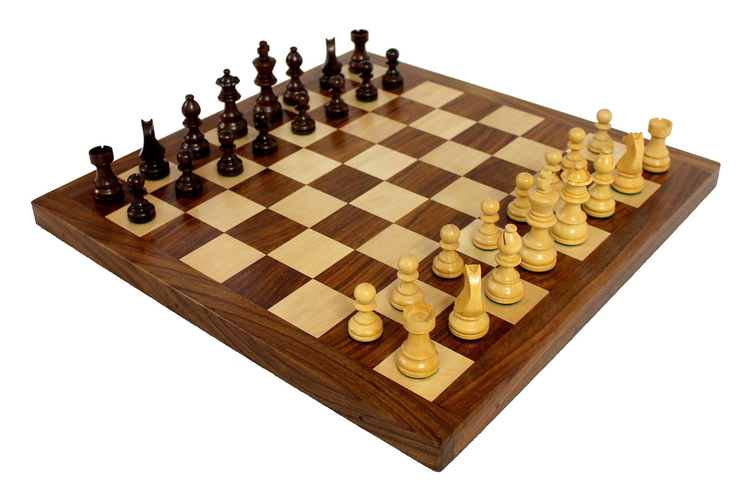 StonKraft 16"(Wood) Non-Folding Professional Tournament Collectible Rosewood Chess Game Board Set + Wood Crafted Pieces