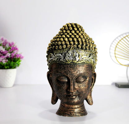 eSplanade Buddha Head Statue for Home Decor | Resin Buddha Face Showpiece for Living Room, Meditation, Office Table Desk, Shelf | Tibetan Buddhist Idol | Zen or Yoga Figurine Gifts | Blue, 12 Inch