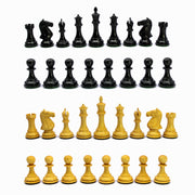 StonKraft Staunton Style Wooden Chess Pieces Chessmen Chess Coins (4" King with Extra queens)