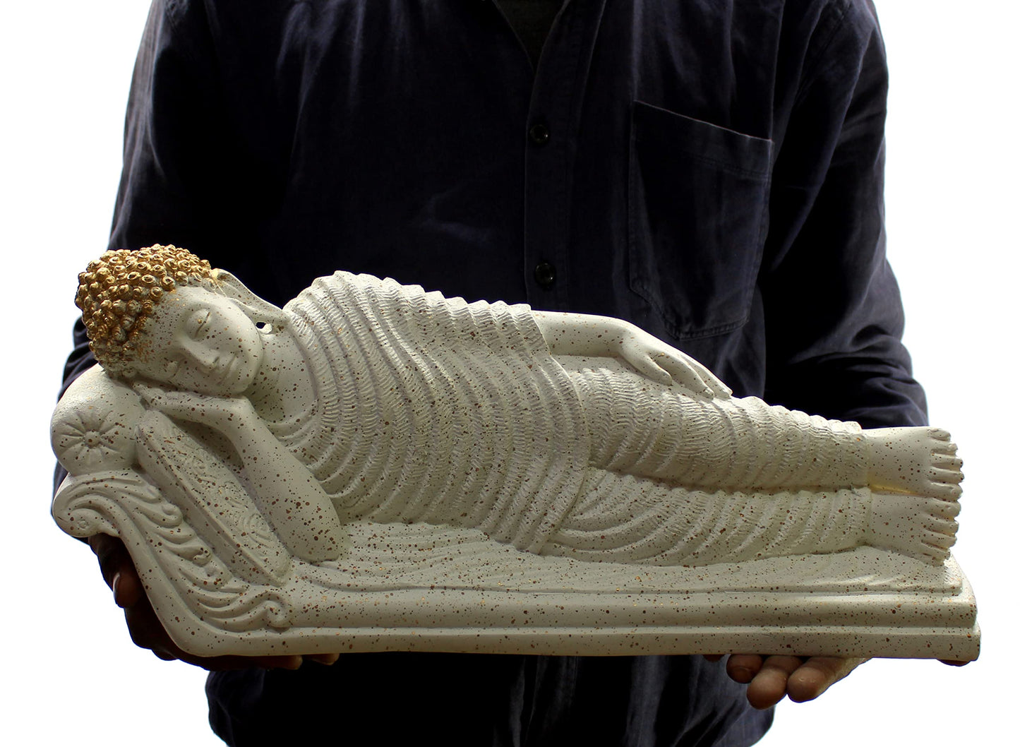 eSplanade Reclining Buddha Statue for Home Decor | Brass Sleeping Buddha Showpiece for Living Room, Meditation, Office Table Desk, Car, Shelf | Tibetan Buddhist Gift | Zen Idol & Figurine | Golden