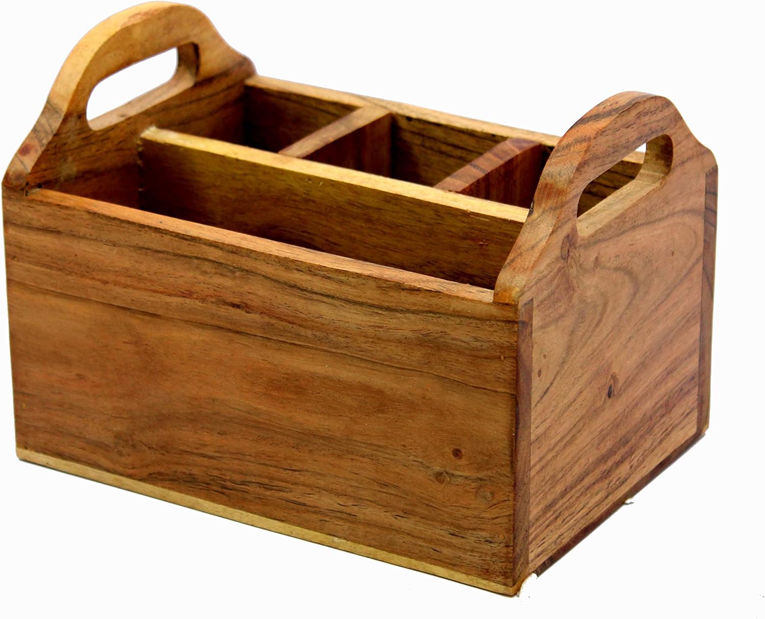 eSplanade Wooden Cutlery Spoon Stand for Dining Table Chammach Stand | Multipurpose Cutlery Holder for Kitchen Rack - Wood - L-8" Inches - Brown