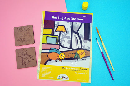 IVEI Panchatantra Story Kids Learning Book - Workbook and 2 DIY Coasters - Colouring Activity Worksheets - Creative Fun Activity and Education for Kids - The Bug and The Flea (Age 4 to 7 Years)