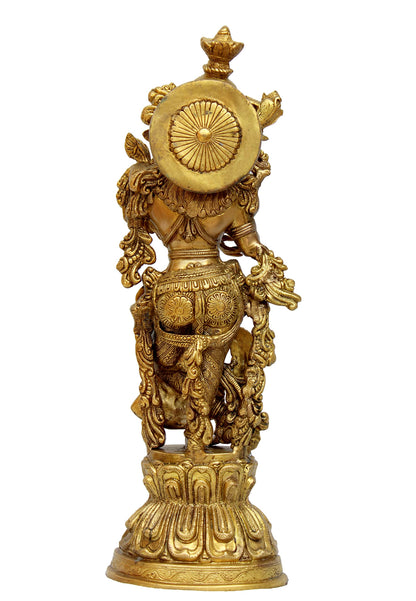 eSplanade - Brass Radha Krishna - Big Size - Brass Radha Idol Statue Sculpture (21") (Krishna Antique)