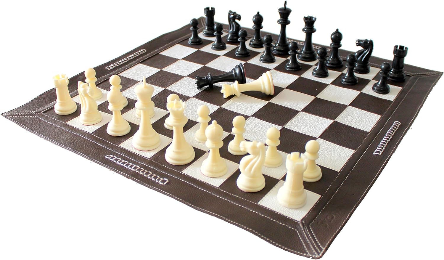 StonKraft - Big Size 19" x 19" Genuine Leather Chess Board | Roll-up Tournament Chess