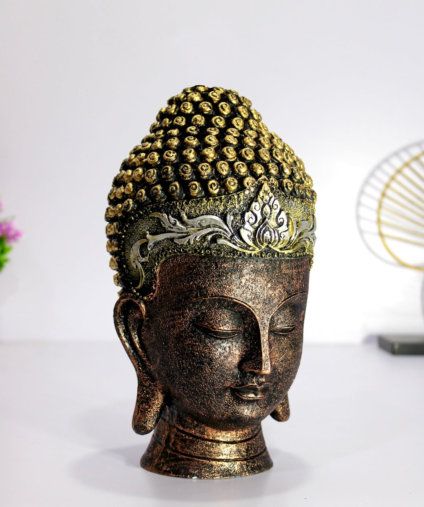 eSplanade Buddha Head Statue for Home Decor | Resin Buddha Face Showpiece for Living Room, Meditation, Office Table Desk, Shelf | Tibetan Buddhist Idol | Zen or Yoga Figurine Gifts | Blue, 12 Inch