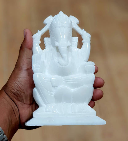 StonKraft White Marble Ganesha Ganpati Vinayaka Murti Idol Statue Sculpture (6")