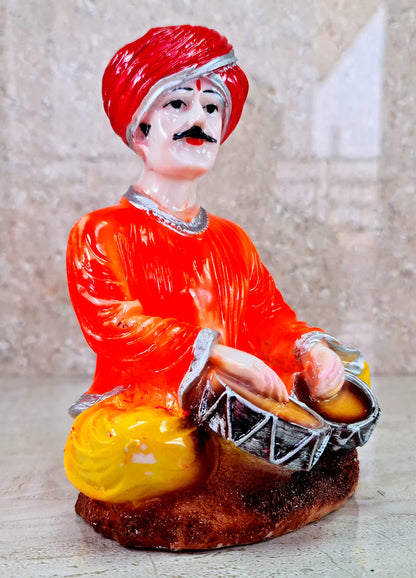 eSplanade Resin Rajasthani Punjabi Musical Folks Showpiece Figurine Sculpture (Set of 6) | Decorative Items - Home Decor | Multicolour - 6.6" Inches