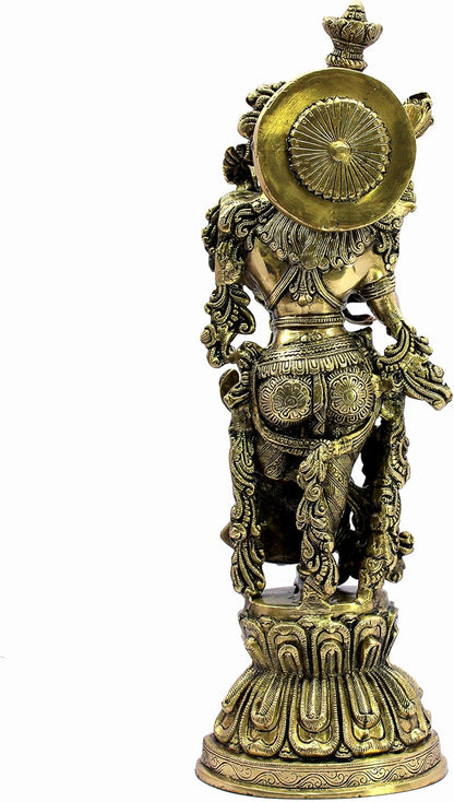 eSplanade Brass Radha Murti Idol Statue Sculpture - Antique - 21" Inches (Big Size)