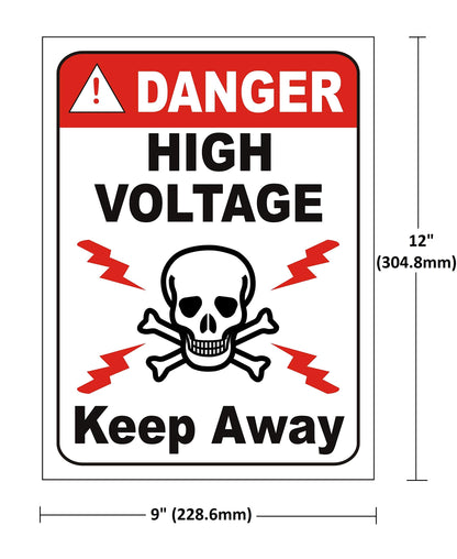 eSplanade DANGER High Voltage Sign Sticker Decal - Easy to Mount Weather Resistant Long Lasting Ink (Size 12"x9")