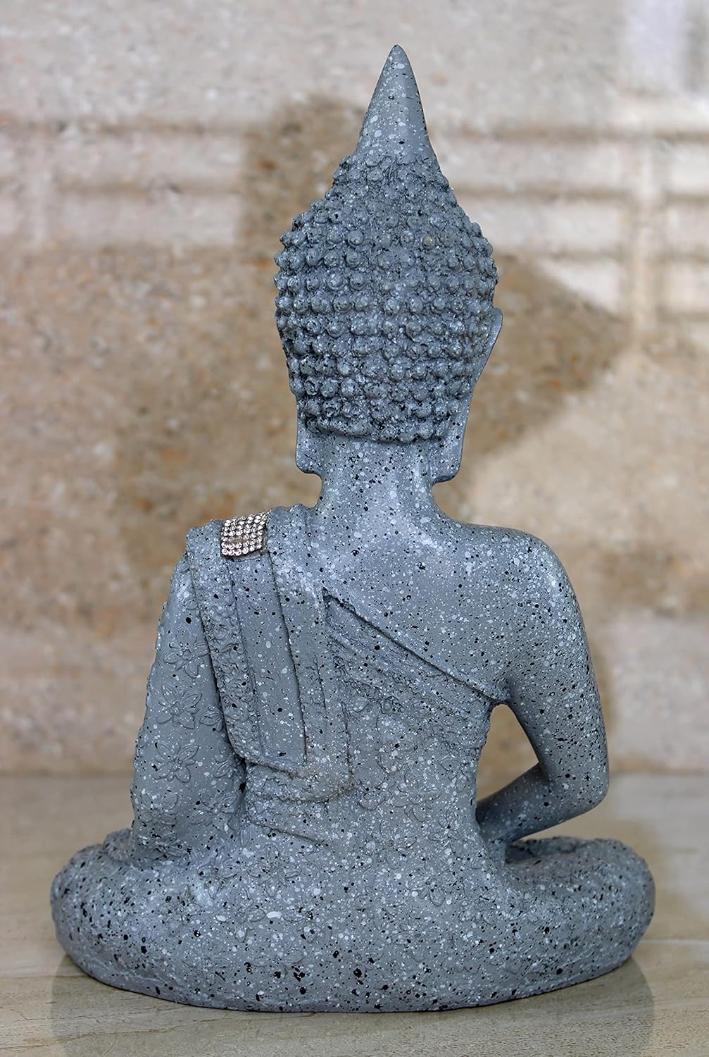 eSplanade Resin Meditating Buddha Showpiece | Home Decor | Idol Statue Figurine Murti | Tibetan Buddhist Statue - 11.5" Inches - Grey