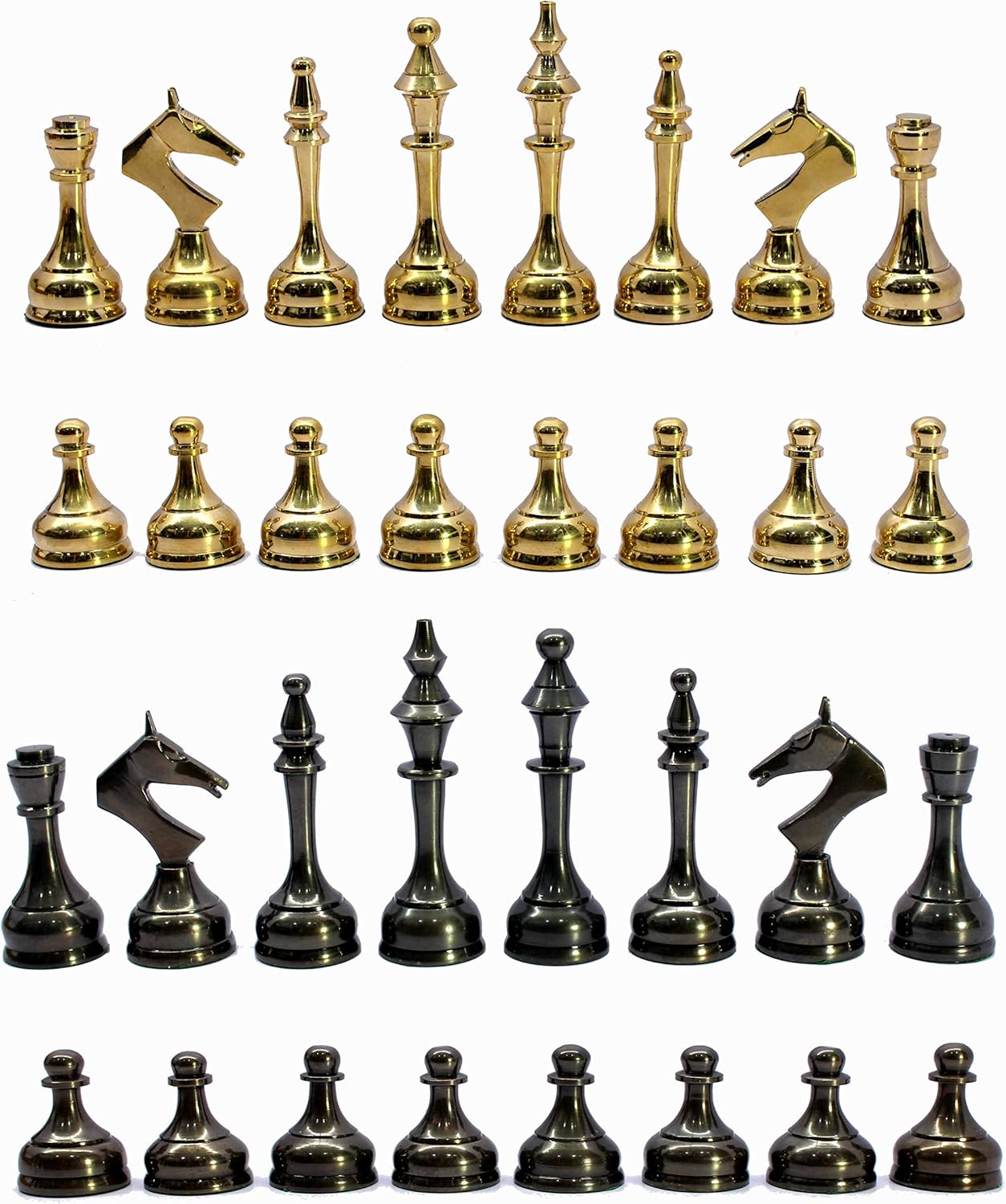 StonKraft Brass Chess Pieces Chess Coins Pawns Chessmen (Gold, 3.75" Latest)